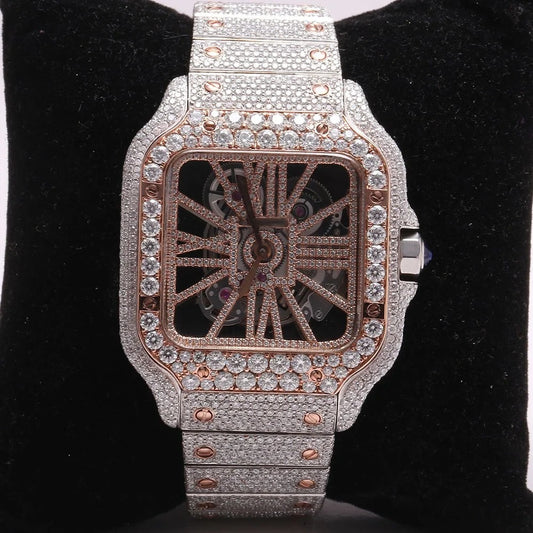 RoseWatch Iced Skeleton Lab-Grown Diamond Watch – Rose Gold Luxury Automatic Timepiece