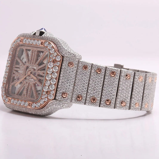 RoseWatch Iced Skeleton Lab-Grown Diamond Watch – Rose Gold Luxury Automatic Timepiece