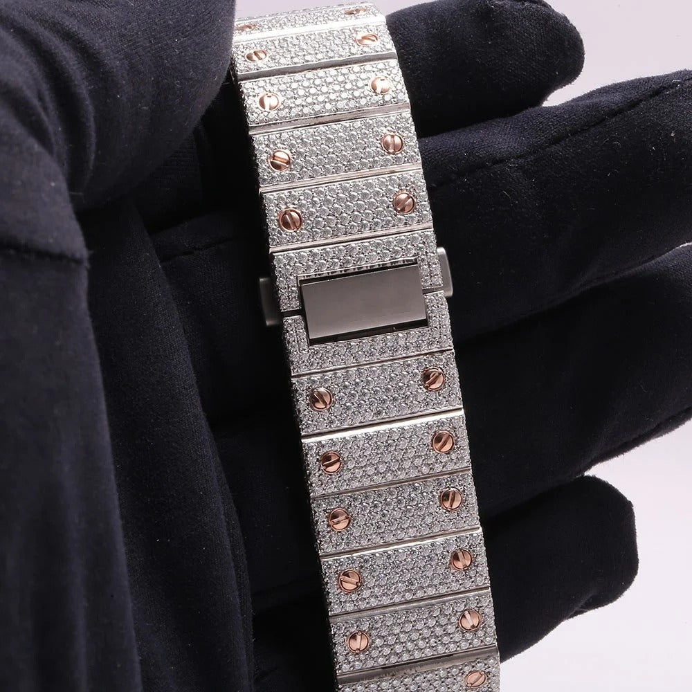 RoseWatch Iced Skeleton Lab-Grown Diamond Watch – Rose Gold Luxury Automatic Timepiece