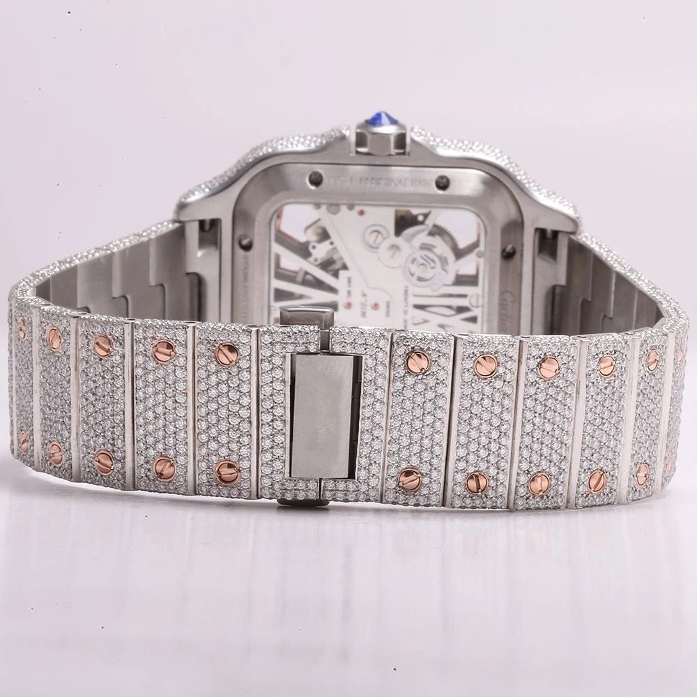 RoseWatch Iced Skeleton Lab-Grown Diamond Watch – Rose Gold Luxury Automatic Timepiece