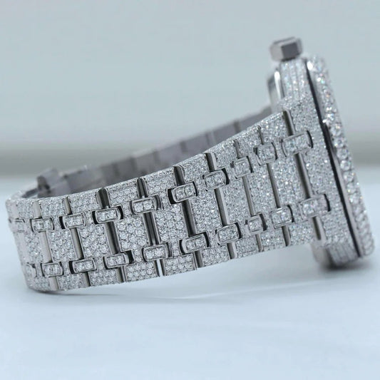 RoseWatch Original Diamond-Studded Custom Luxury Watch – Silver Iced-Out Stainless Steel Timepiece