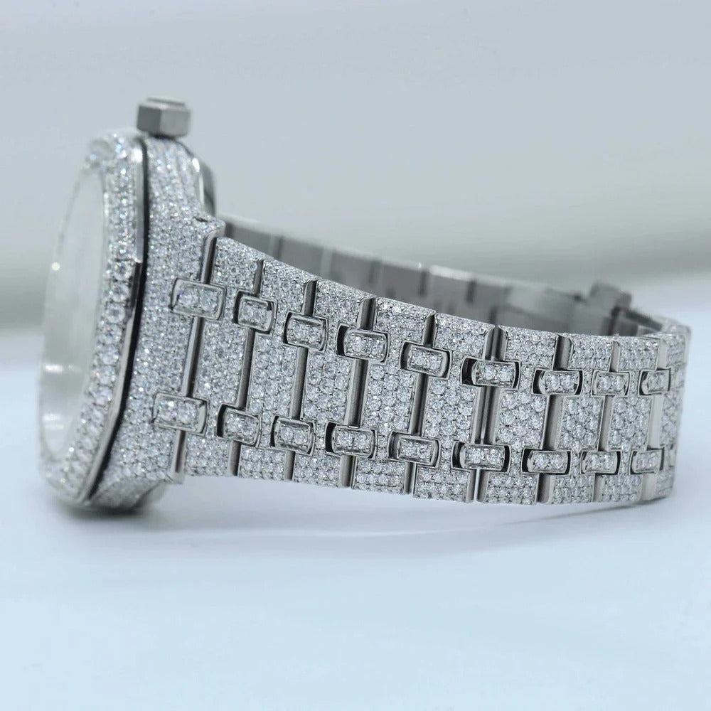 RoseWatch Original Diamond-Studded Custom Luxury Watch – Silver Iced-Out Stainless Steel Timepiece
